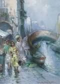Guido Mantovani Italian b 1916 Venetian Flower Sellers