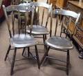 Set of Three Windsor Grained and Paint Decorated Thumbback Arrowback Side Chairs