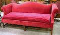 Chippendalestyle Upholstered Camelback Mahogany Sofa