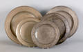 Five English pewter chargers 18th19th c