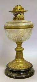 Brass Mounted Colorless Glass Kerosene Lamp