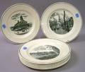 Set of Eight Copeland Spode Boston Scenic Transfer Decorated Plates