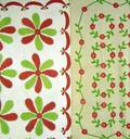 Two Red Green and White Applique Cotton Quilts