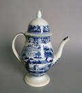 Blue transfer porcelain teapot