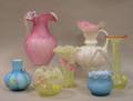 Seven Pieces of Victorian Colored Art Glass