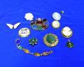 Group of Costume Jewelry  Wedgwood Enamel Silver Gilt FleurdeLis