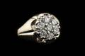 Mens 14k Gold  Diamond Cluster Ring