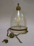 Colorless Blown Glass Hanging Hall Lantern with Metal Mounts
