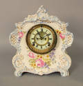 Ansonia La Vogue porcelain mantle clock with Royal Bonn case