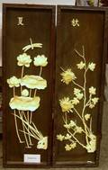 Set of Four Chinese Carved Ivory Mounted Hardwood Plaques