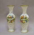Pair of Floral Decorated Bristol Glass Vases