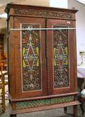 Balinese Carved and Painted Wooden TwoDoor Cabinet