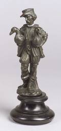 Continental Bronze Figure of a Peasant with Pair of Ducks