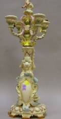 Venetianstyle Tin Glazed Earthenware Winged Lion Figural Candelabra