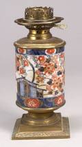 Japanese Imari Porcelain BrassMounted Kerosene Table Lamp Base