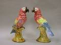 Pair of Goldscheider Earthenware Parrot Figures