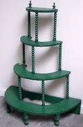 Green Painted Wooden Graduated FourTier Demilune Plant Stand