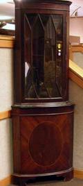 Georgianstyle Glazed Inlaid Mahogany Veneer Corner Cabinet