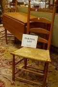Pine and Maple Dropleaf Table and a Pair of Ladderback Side Chairs with Rush Seats
