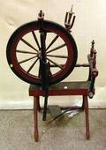Polychrome Painted Wooden Spinning Wheel