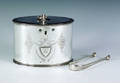 New York silver tea caddy and tongs ca 1790