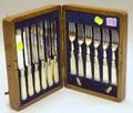 British Oak Cased Silver Plated and Motherofpearl Handled Fruit Set