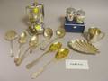 Ten Sterling Silver and Twentyfour Silver Plated Flatware and Table Items