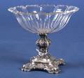 Continental Colorless Cut Glass and Silver Compote