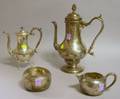 Sterling Silver Demitasse Pot Gorham Hammered Sterling Silver Creamer and Sugar Set and a Silver Plated Coffeepot