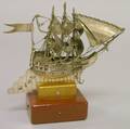 Dutch Miniature Sterling Silver ThreeMasted Sailing Vessel