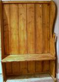 Country Pine Paneled Highback Fireside Bench
