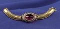 Antique 18kt Gold Garnet Diamond and Enamel Locket Bracelet