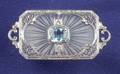 Art Deco 14kt White Gold Aquamarine and Rock Crystal Brooch