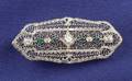 Art Deco 14kt White Gold and Diamond Filigree Brooch