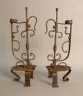 Pair of French wrought iron rush light holders