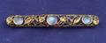 Arts  Crafts 14kt Gold Moonstone and Sapphire Pin