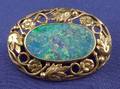 Arts  Crafts 14kt Gold and Black Opal Brooch
