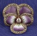 Art Nouveau 14kt Gold Enamel Diamond and Seed Pearl PendantBrooch