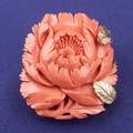 14kt Gold and Coral Flower Pin