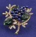 18kt Gold Hardstone and Diamond Flower Brooch