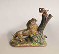 Cast iron monkey and lion mechanical bank