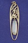 Art Nouveau 14kt Gold and Moonstone Pendant Gorham