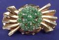 Retro 14kt Gold Emerald and Diamond Bow Bracelet