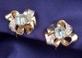 Retro 14kt Gold Aquamarine and Diamond Earrings