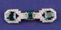 Art Deco Platinum Green Tourmaline Diamond and Enamel Brooch Cartier