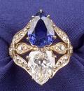 Antique 18kt Gold Sapphire and Diamond Twinstone Ring