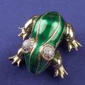 14kt Gold Enamel and Diamond Frog Brooch