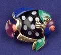14kt Gold and Hardstone Brooch