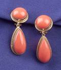 18kt Gold and Coral Earclips