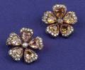 Pair of Antique 18kt Gold Diamond and Gemset Pins